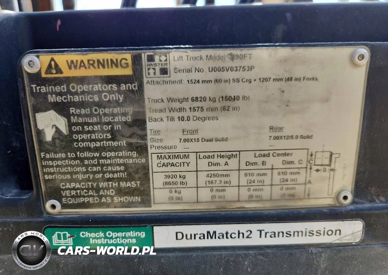 2016 Hyster H90Ft Forklift VIN:000000U005V03753P - 13