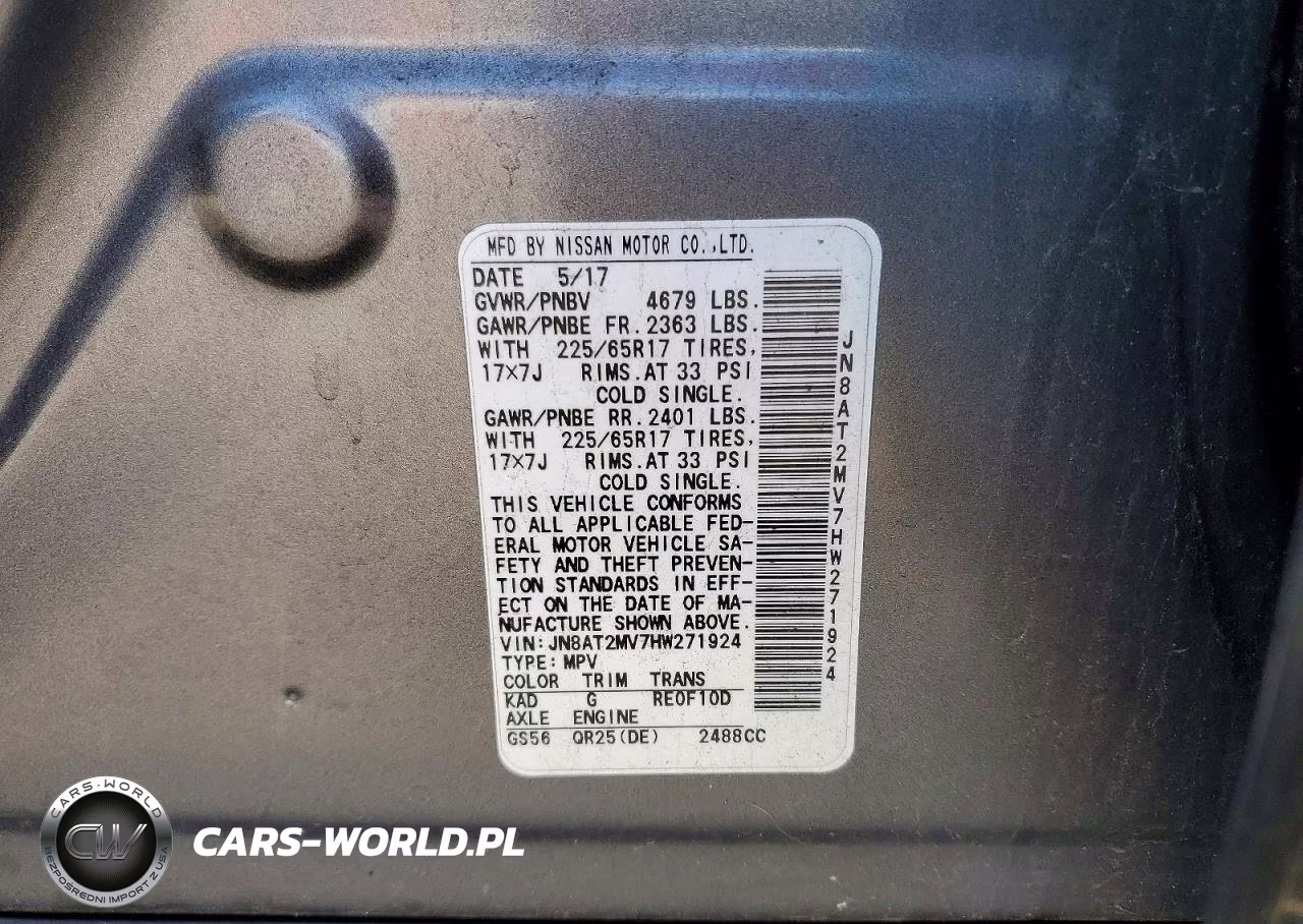 2017 Nissan Rogue Sv VIN:JN8AT2MV7HW271924 - 14