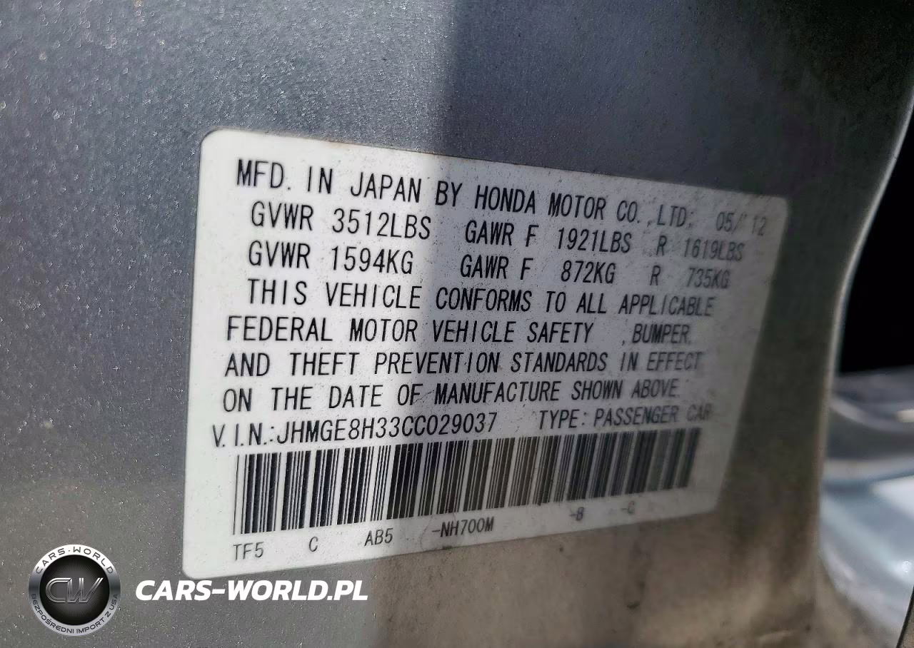 2012 Honda Fit VIN:JHMGE8H33CC029037 - 13