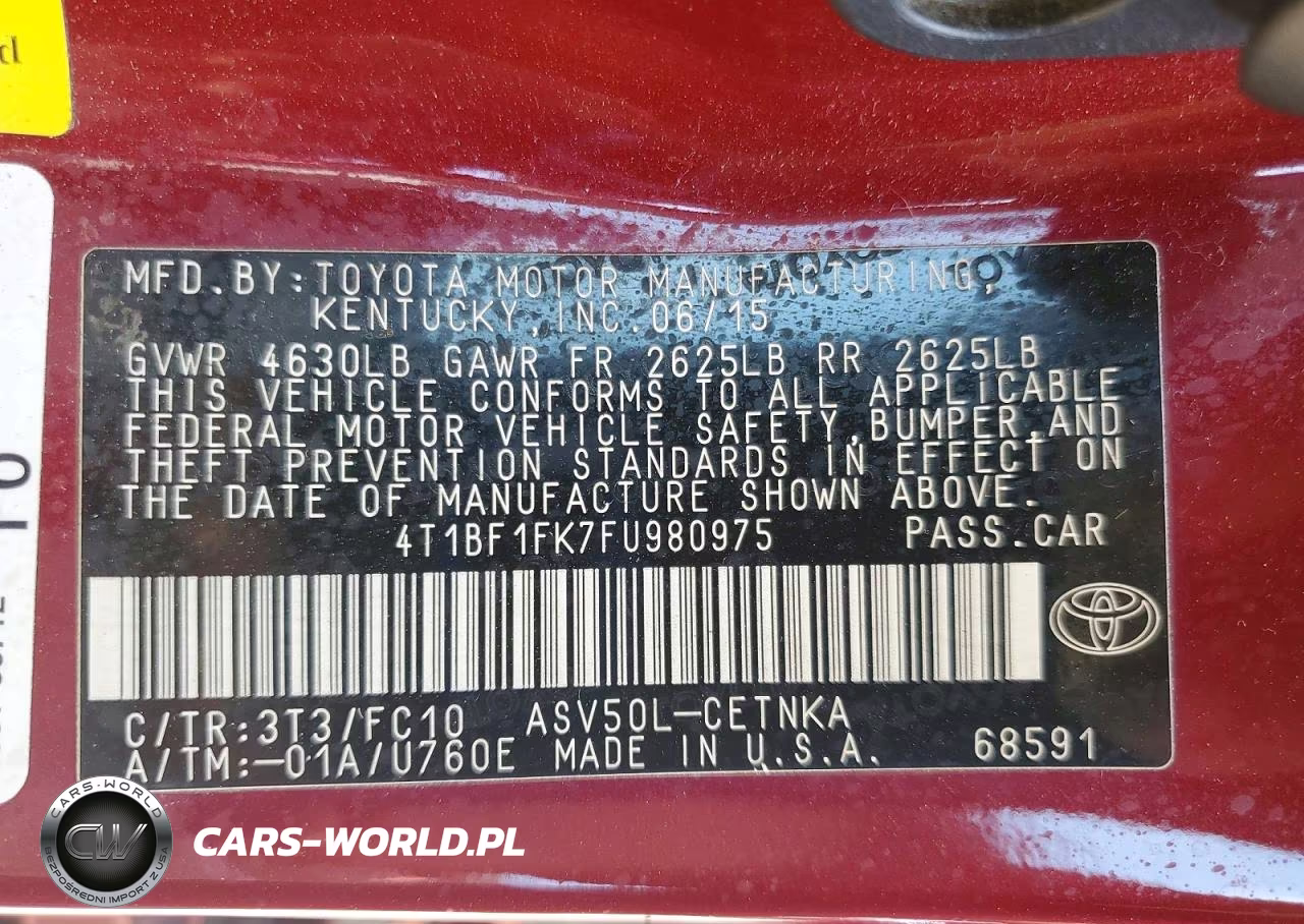 2015 Toyota Camry Le VIN:4T1BF1FK7FU980975 - 12