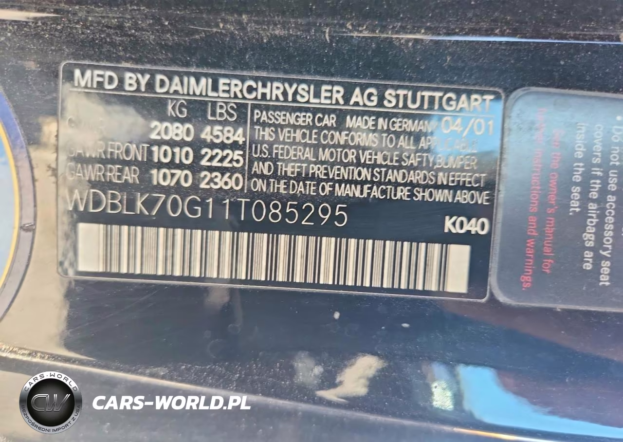 2001 Mercedes-Benz Clk 430 VIN:WDBLK70G11T085295 - 12