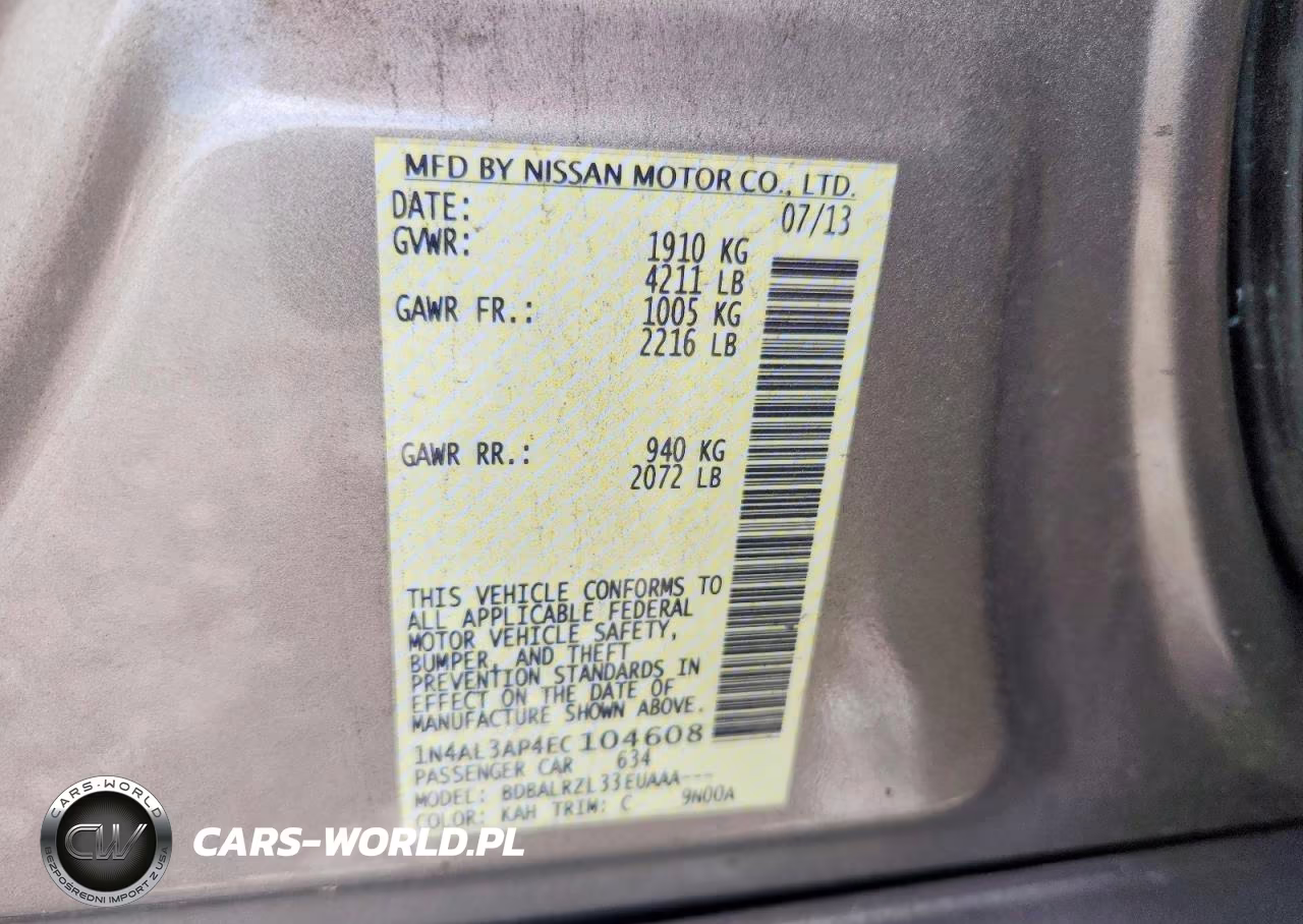2014 Nissan Altima 2.5 S VIN:1N4AL3AP4EC104608 - 12