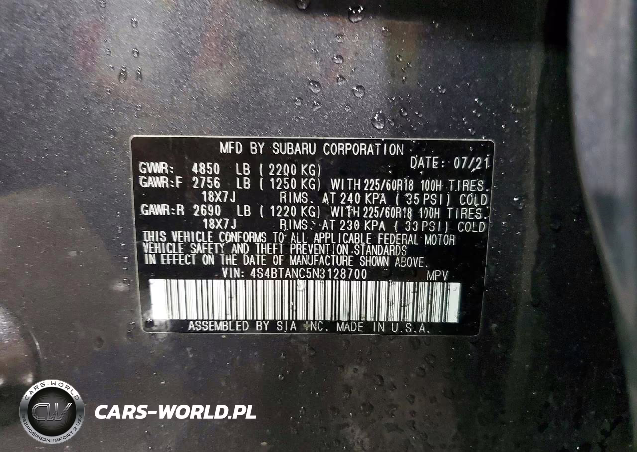 2022 Subaru Outback Limited VIN:4S4BTANC5N3128700 - 13