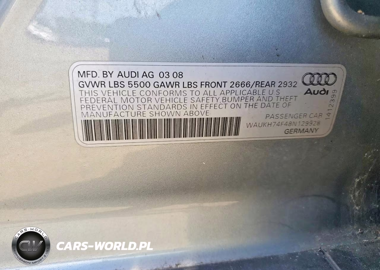 2008 Audi A6 Avant Quattro VIN:WAUKH74F48N129928 - 12