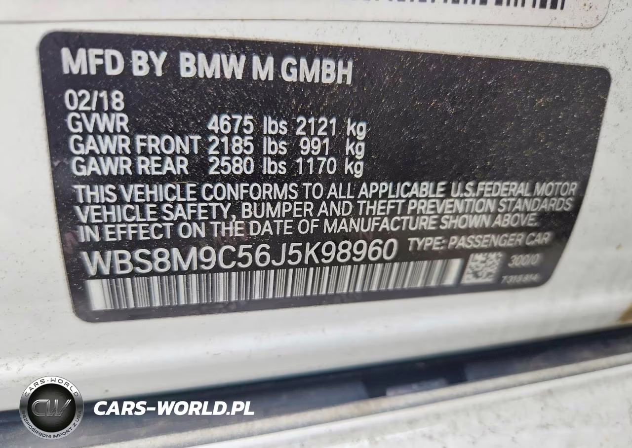 2018 BMW M3 VIN:WBS8M9C56J5K98960 - 13