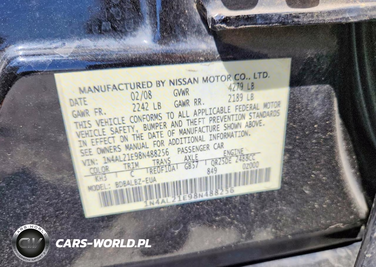 2008 Nissan Altima 2.5 VIN:1N4AL21E98N488256 - 13