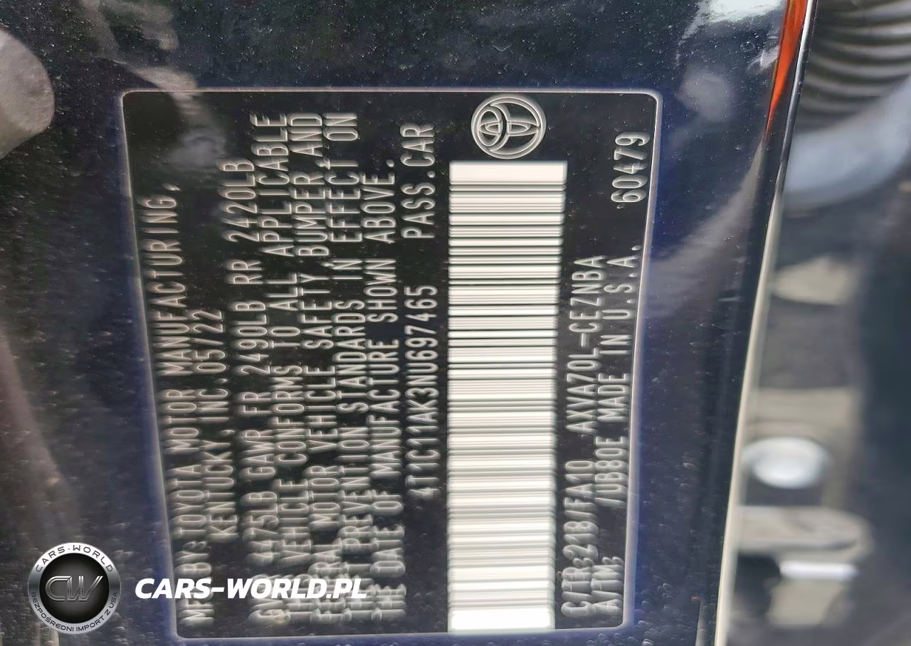 2022 Toyota Camry Le VIN:4T1C11AK3NU697465 - 12