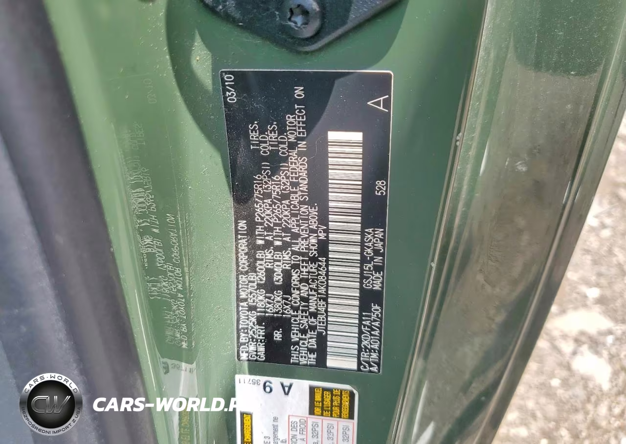 2010 Toyota Fj Cruiser Base VIN:JTEBU4BF1AK084644 - 13