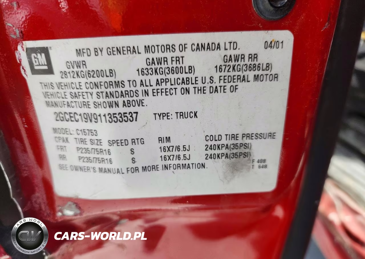 2001 Chevrolet Silverado C1500 VIN:2GCEC19V911353537 - 12