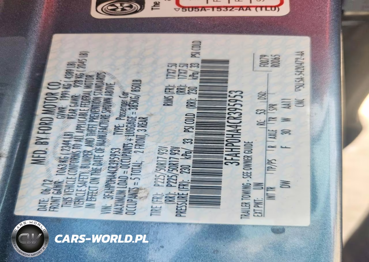2012 Ford Fusion Se VIN:3FAHP0HA4CR395953 - 12