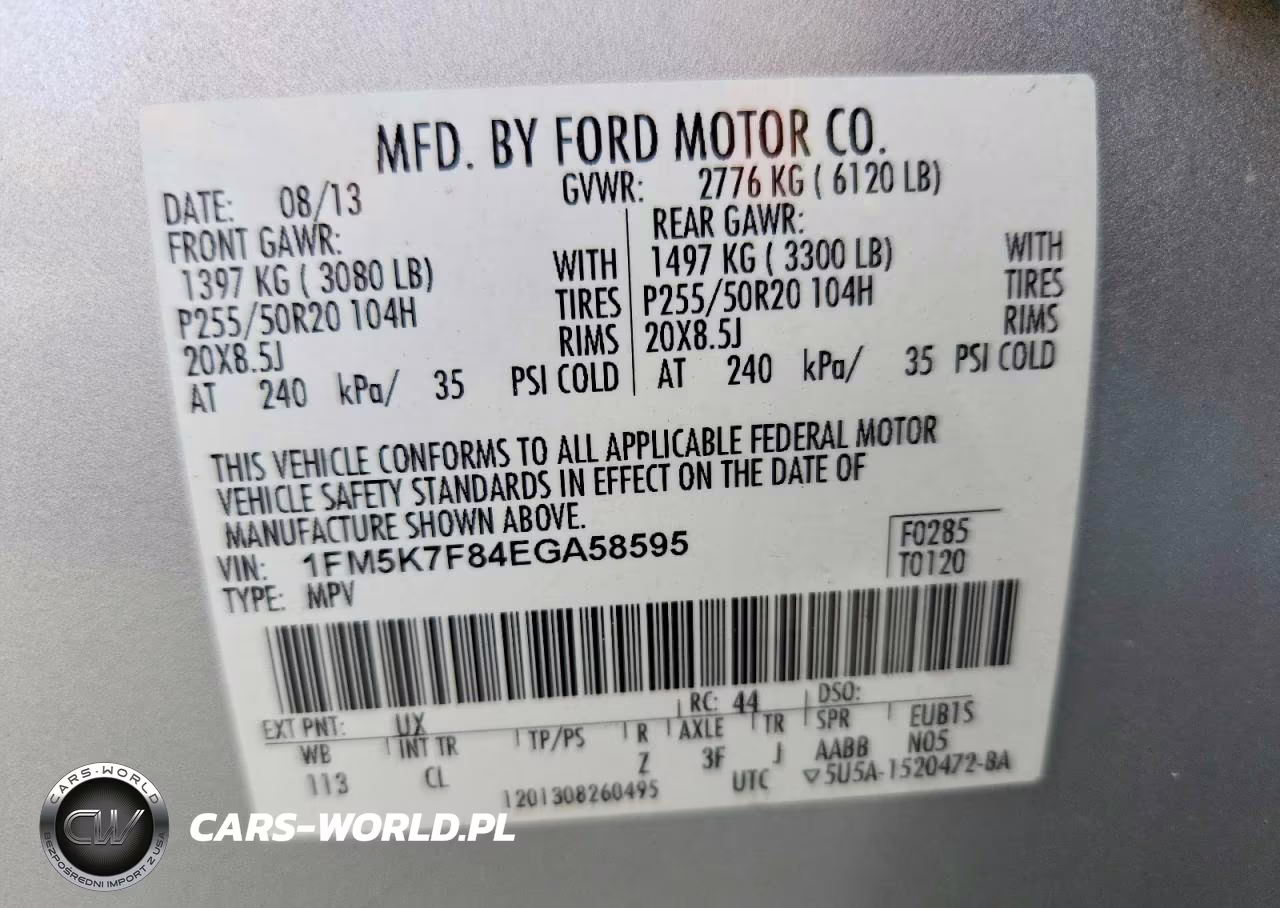 FORD EXPLORER L VIN:1FM5K7F84EGA58595 - 13