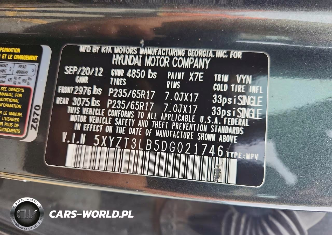 2013 Hyundai Santa Fe Sport 2.4L VIN:5XYZT3LB5DG021746 - 13