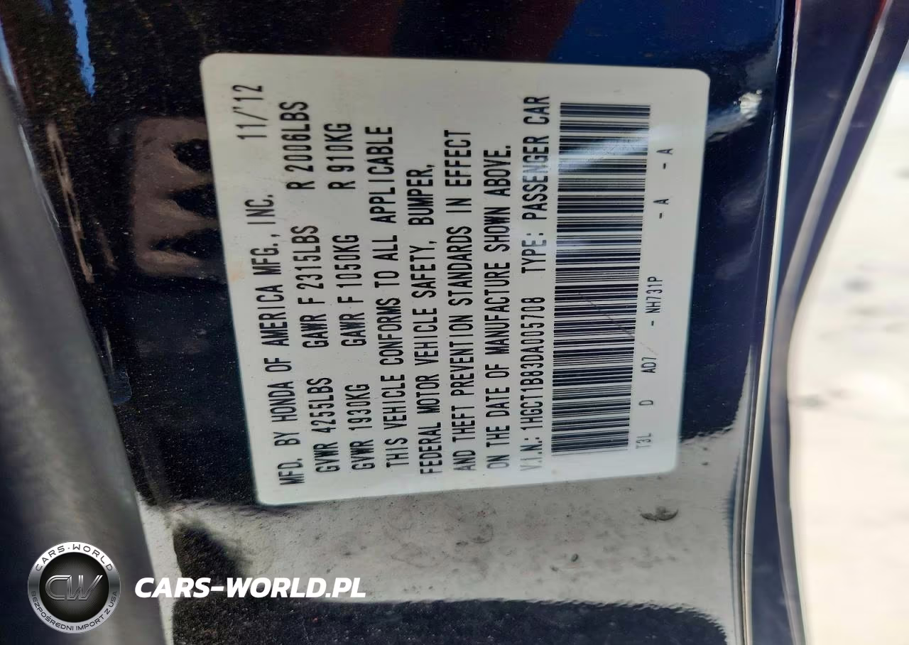 2013 Honda Accord Exl VIN:1HGCT1B83DA005708 - 13