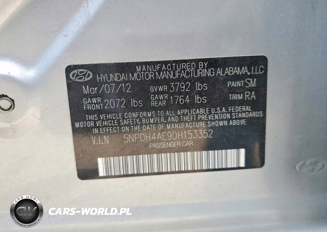 2013 Hyundai Elantra Gls VIN:5NPDH4AE9DH153352 - 12