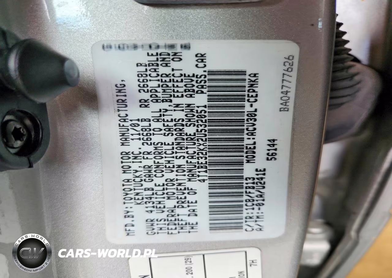 2002 Toyota Camry Le VIN:4T1BE32KX2U532051 - 12