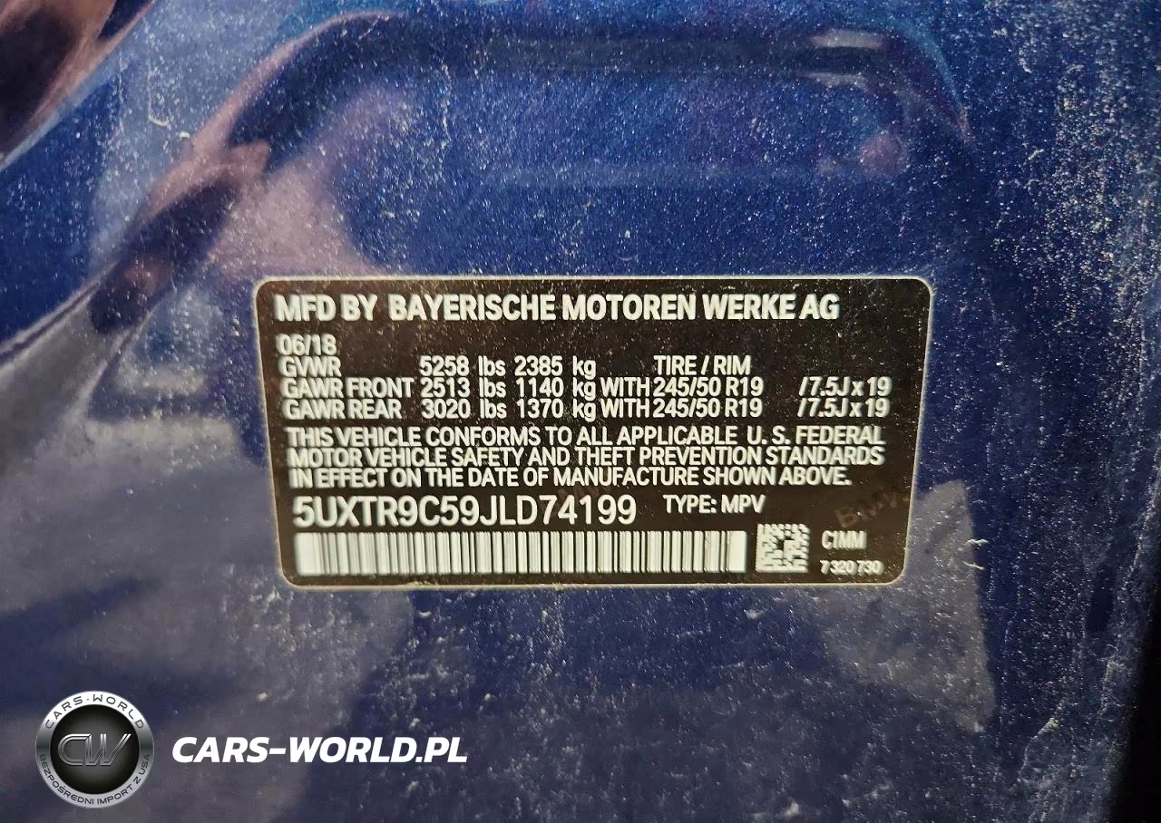 2018 BMW X3 xDrive30I VIN:5UXTR9C59JLD74199 - 13