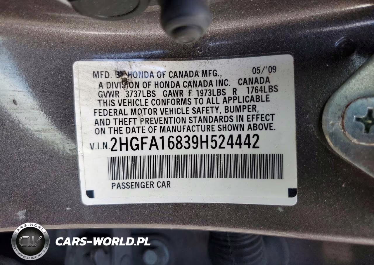 2009 Honda Civic Ex VIN:2HGFA16839H524442 - 12