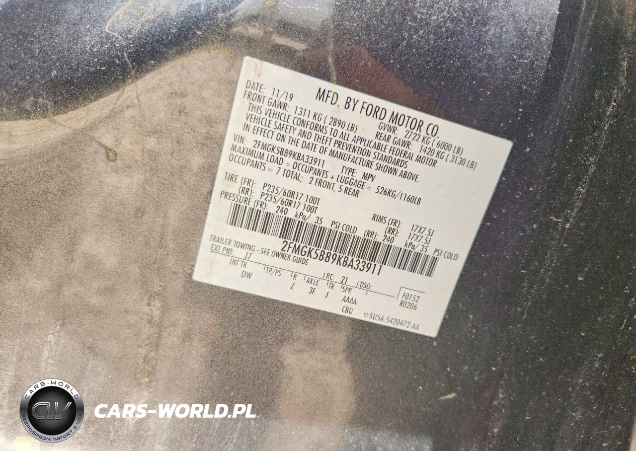 2019 Ford Flex Se VIN:2FMGK5B89KBA33911 - 12