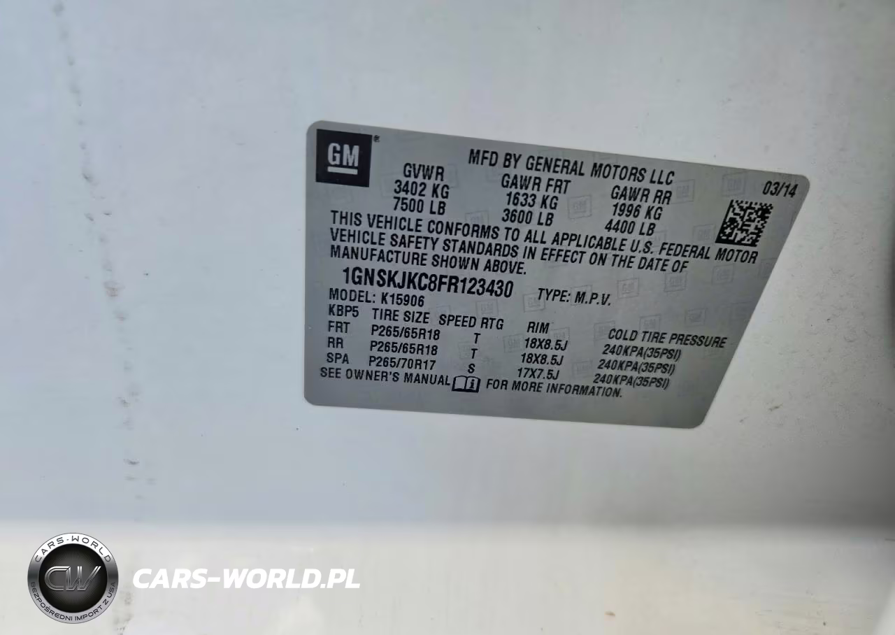 2015 Chevrolet Suburban K1500 Lt VIN:1GNSKJKC8FR123430 - 13