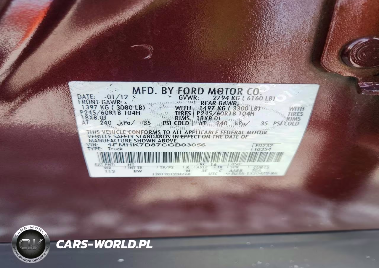 2012 Ford Explorer Xlt VIN:1FMHK7D87CGB03056 - 12