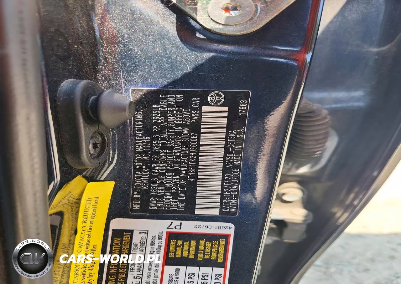 2017 Toyota Camry Se VIN:4T1BF1FK2HU360067 - 12