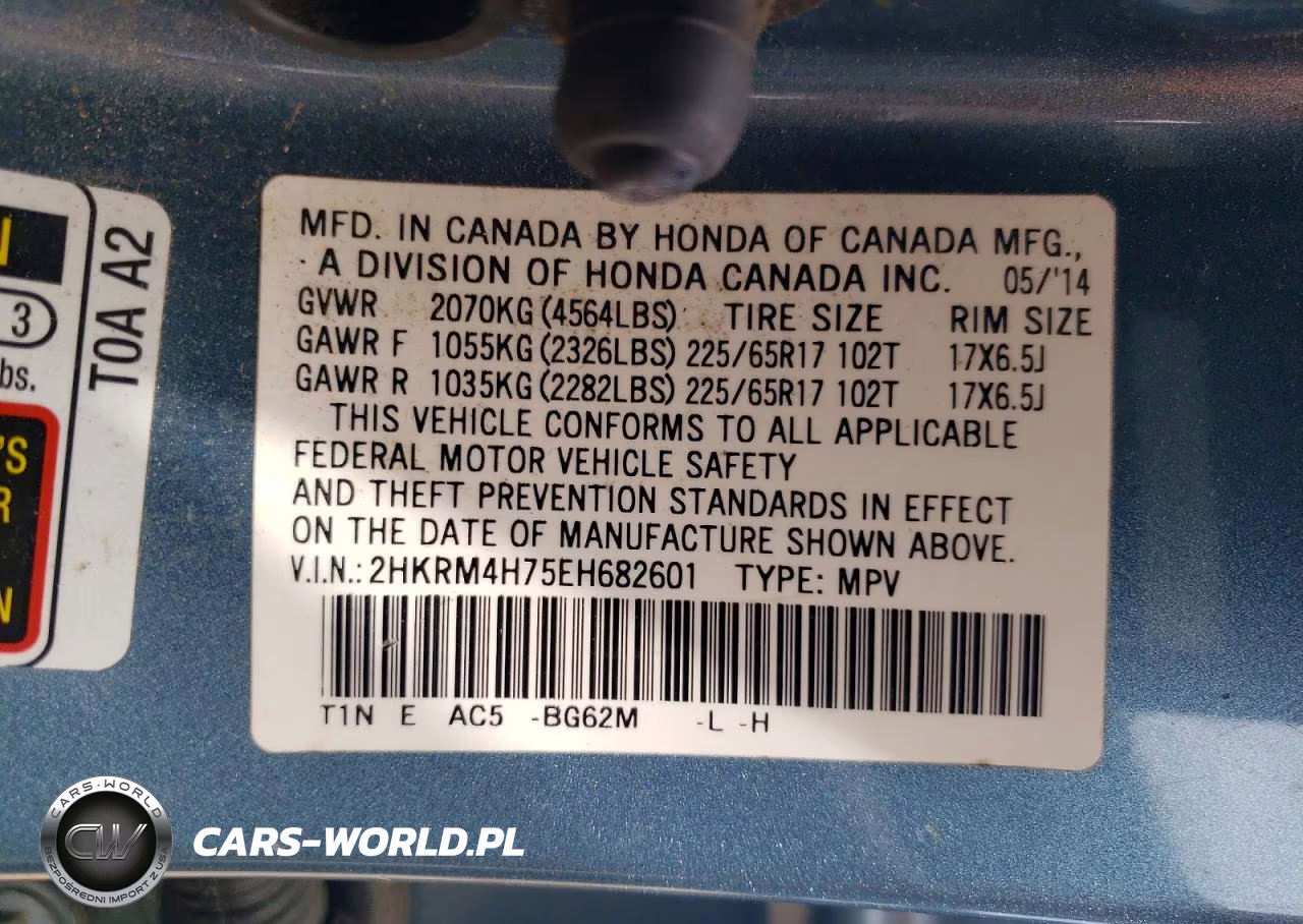 2014 Honda Cr-V Exl VIN:2HKRM4H75EH682601 - 13