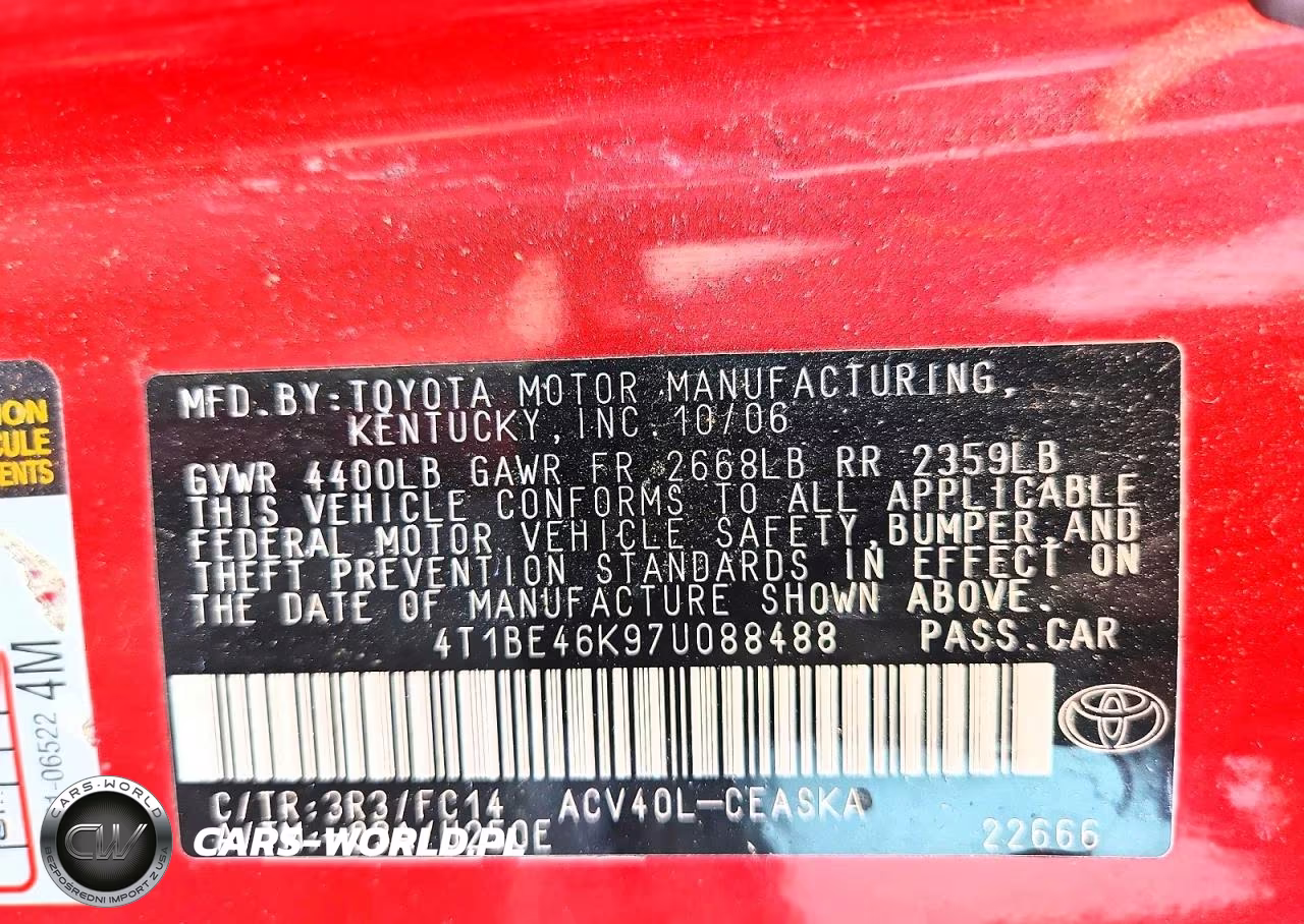 2007 Toyota Camry Se VIN:4T1BE46K97U088488 - 12