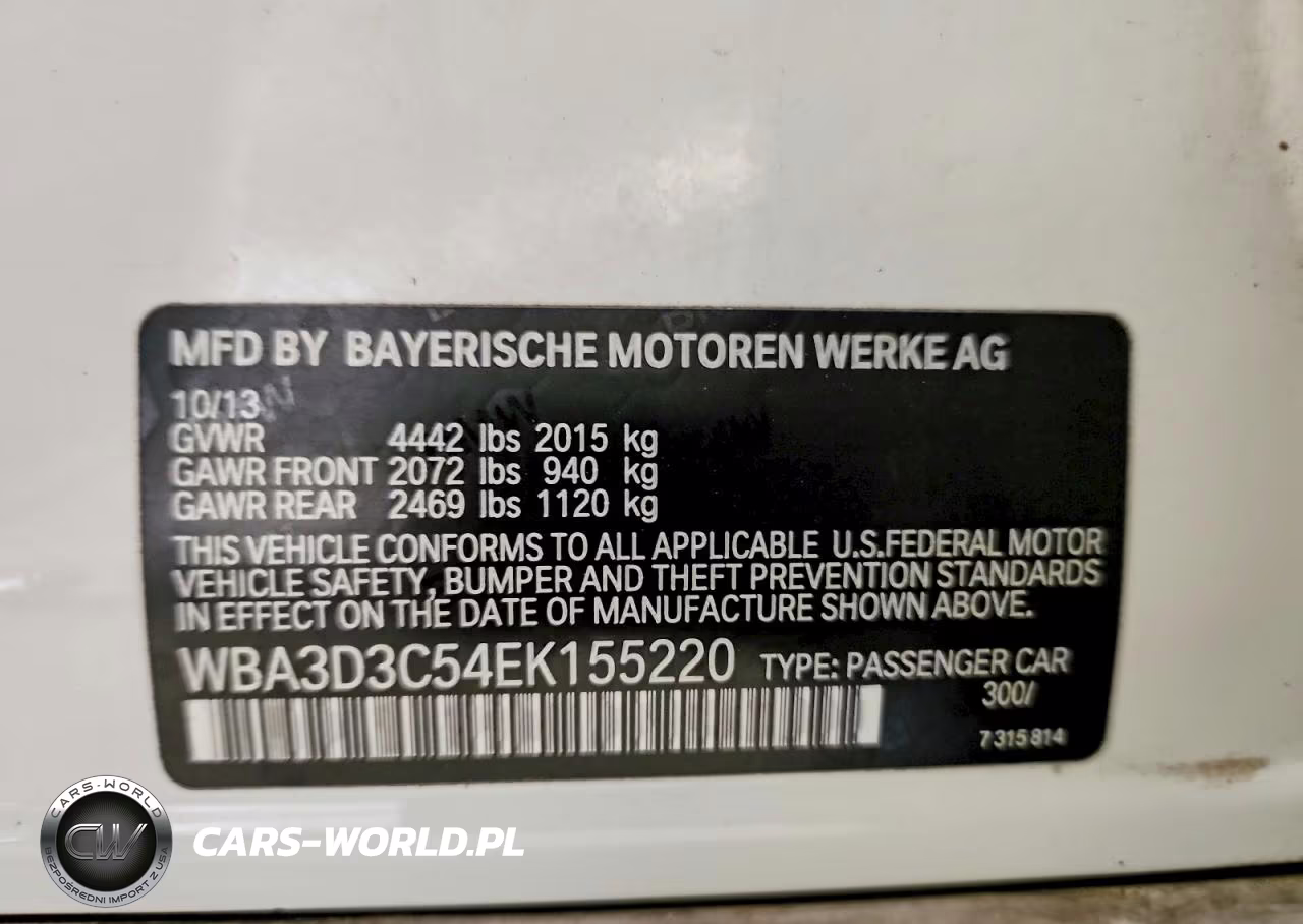 2014 BMW 328 D VIN:WBA3D3C54EK155220 - 12