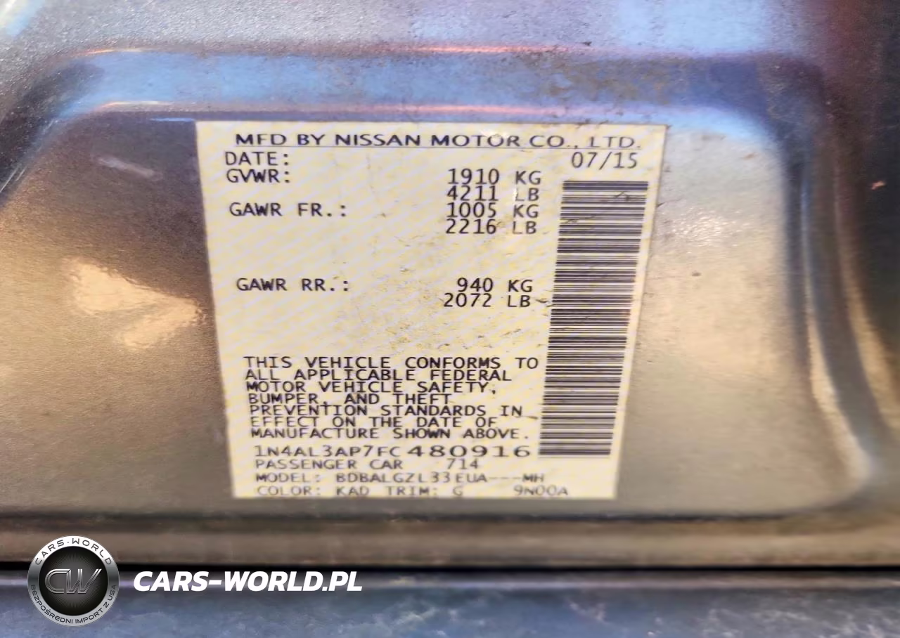 2015 Nissan Altima 2.5 S VIN:1N4AL3AP7FC480916 - 12