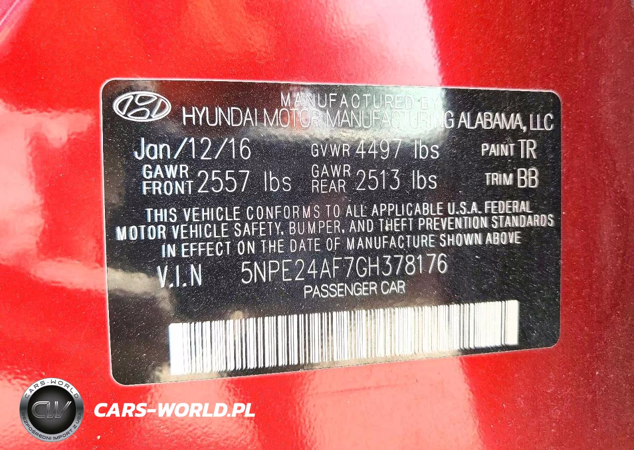 2016 Hyundai Sonata Se VIN:5NPE24AF7GH378176 - 14