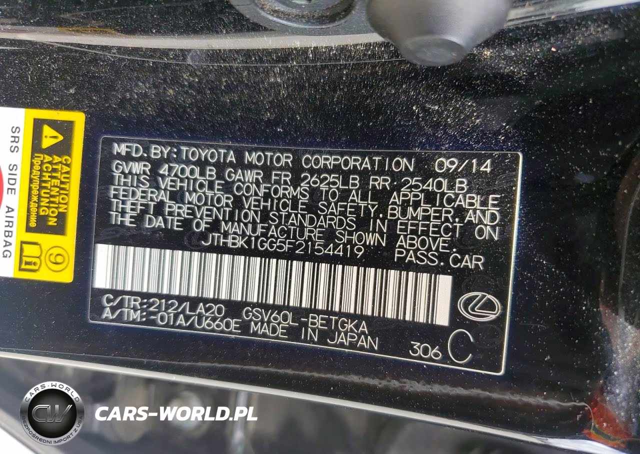 2015 Lexus Es 350 VIN:JTHBK1GG5F2154419 - 12