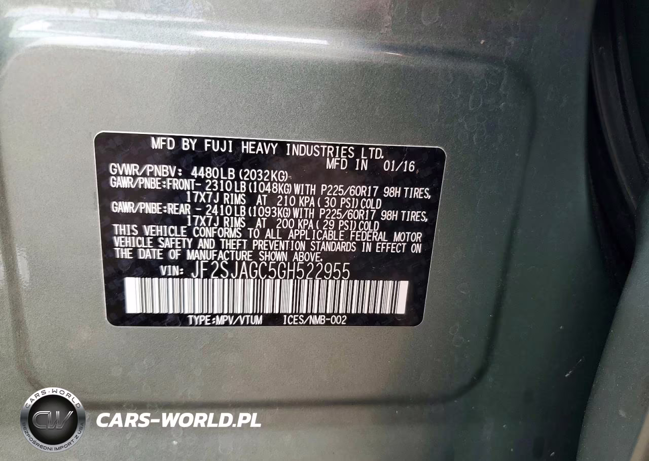 2016 Subaru Forester 2.5I Premium VIN:JF2SJAGC5GH522955 - 12