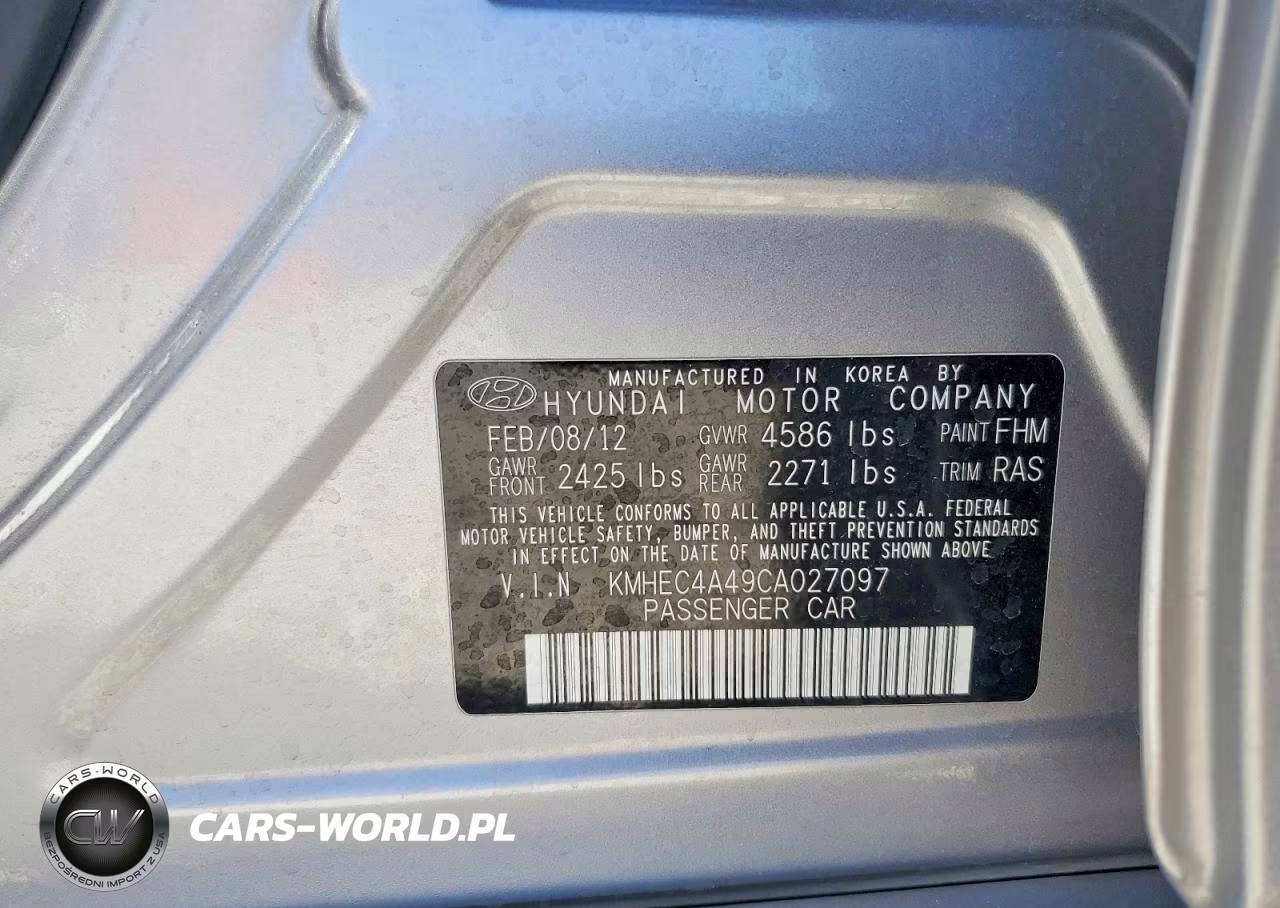 2012 Hyundai Sonata Hybrid VIN:KMHEC4A49CA027097 - 12