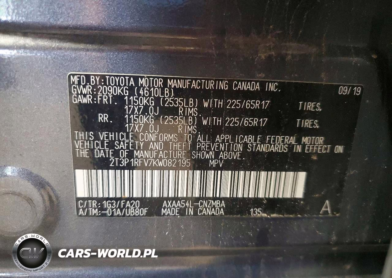 2019 Toyota Rav4 Xle VIN:2T3P1RFV7KW082195 - 13