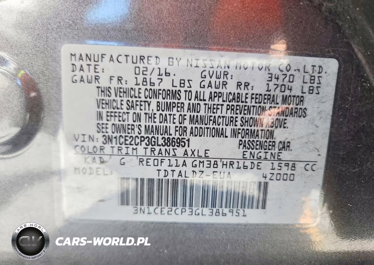2016 Nissan Versa Note Sv VIN:3N1CE2CP3GL386951 - 12