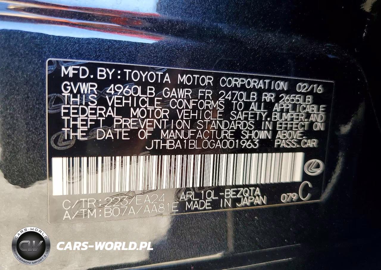 2016 Lexus Gs 200T Base VIN:JTHBA1BL0GA001963 - 12