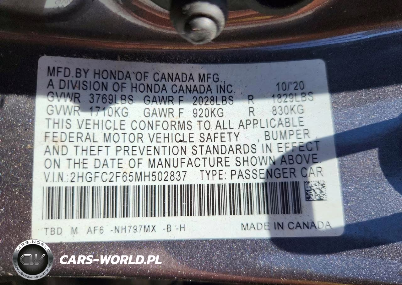 2021 Honda Civic Lx VIN:2HGFC2F65MH502837 - 12