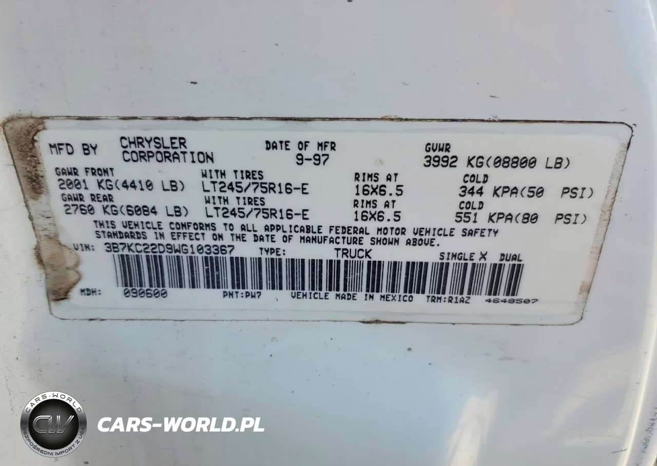 1998 Dodge Ram 2500 VIN:3B7KC22D9WG103367 - 12