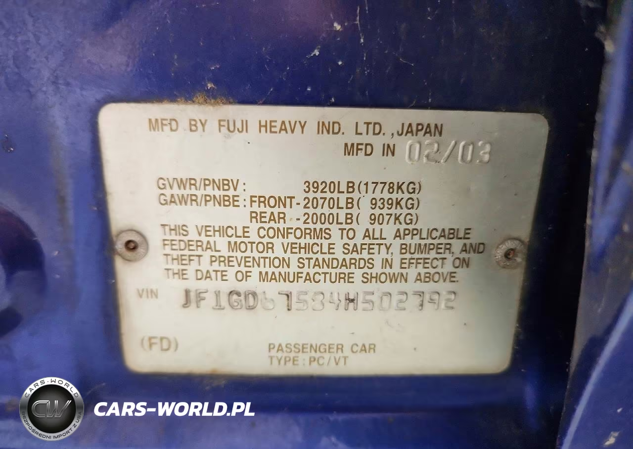 2004 Subaru Impreza Rs VIN:JF1GD67584H502792 - 12