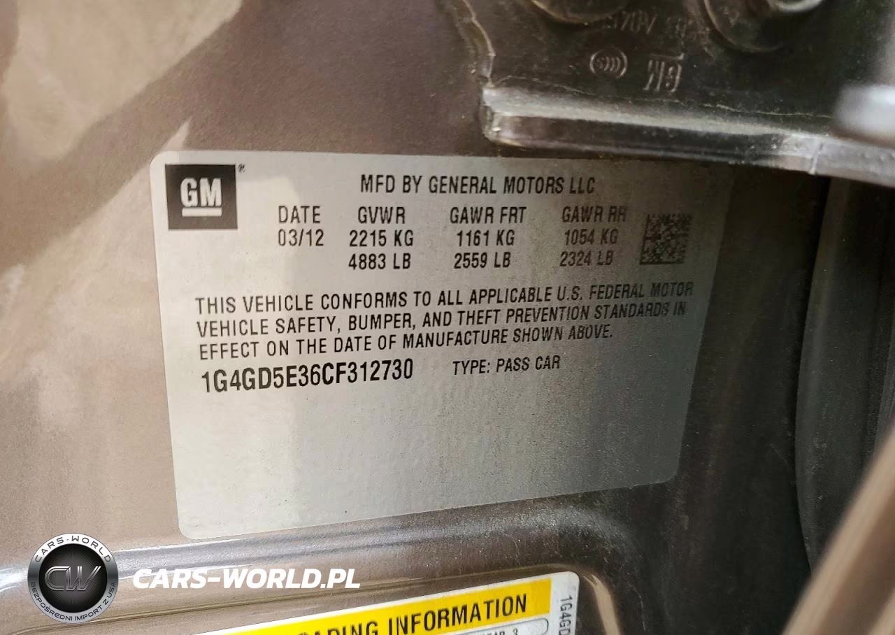 2012 Buick Lacrosse Premium VIN:1G4GD5E36CF312730 - 12