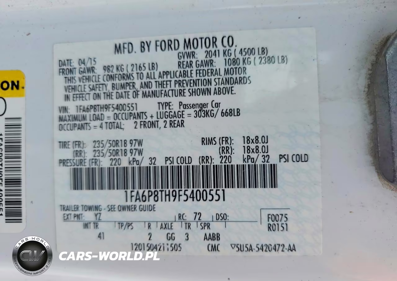 2015 Ford Mustang VIN:1FA6P8TH9F5400551 - 12