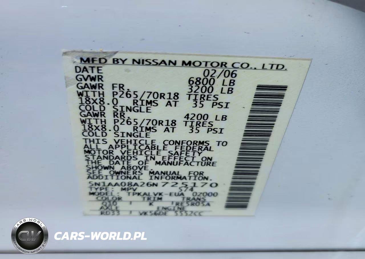 2006 Nissan Armada Se-Le VIN:5N1AA08A26N725170 - 13