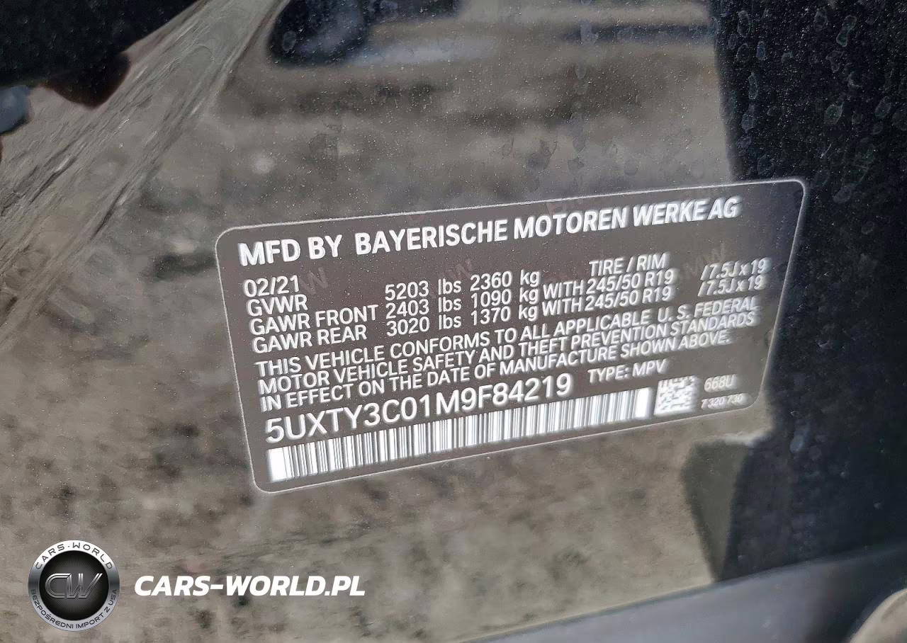 2021 BMW X3 Sdrive30I VIN:5UXTY3C01M9F84219 - 12