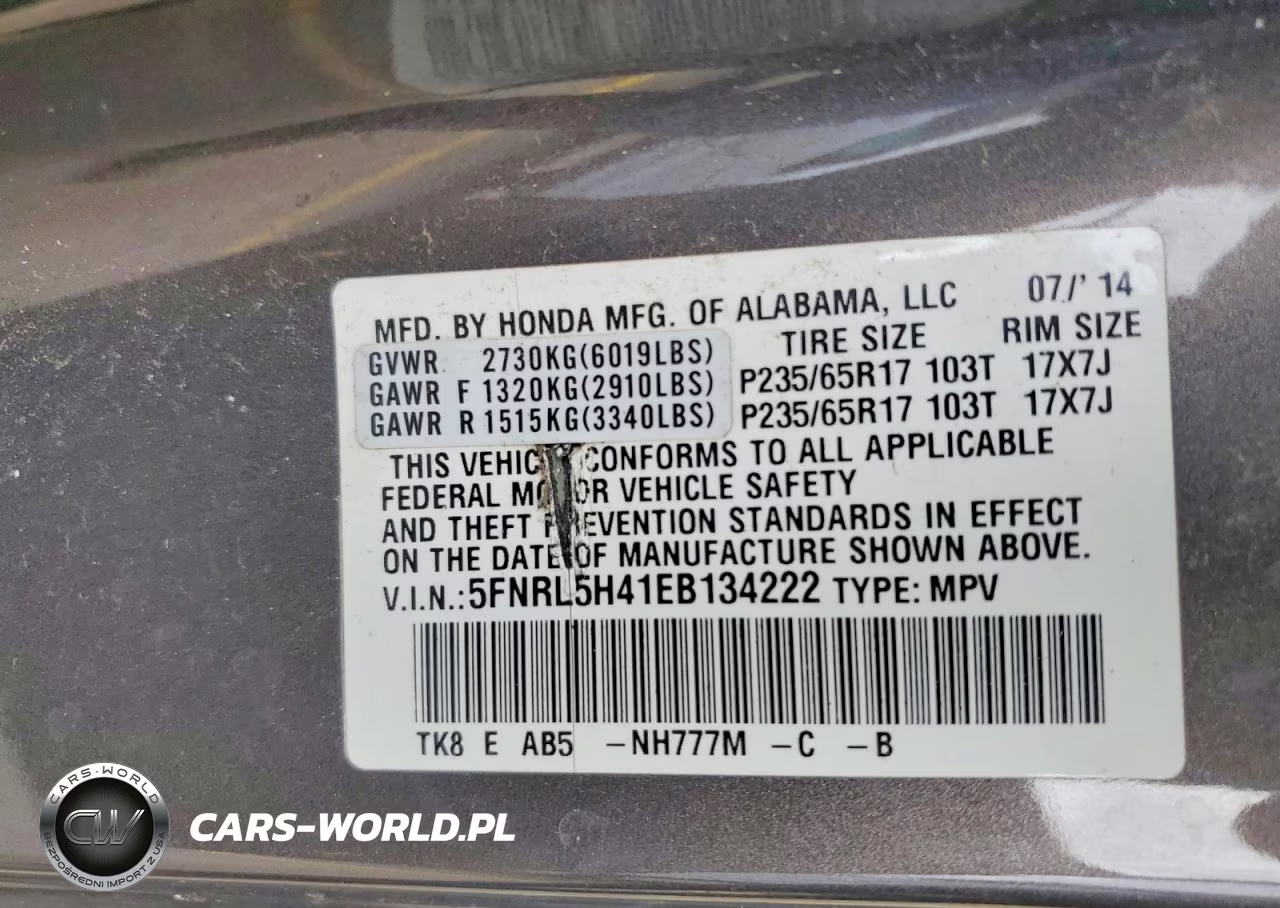 2014 Honda Odyssey Ex VIN:5FNRL5H41EB134222 - 13