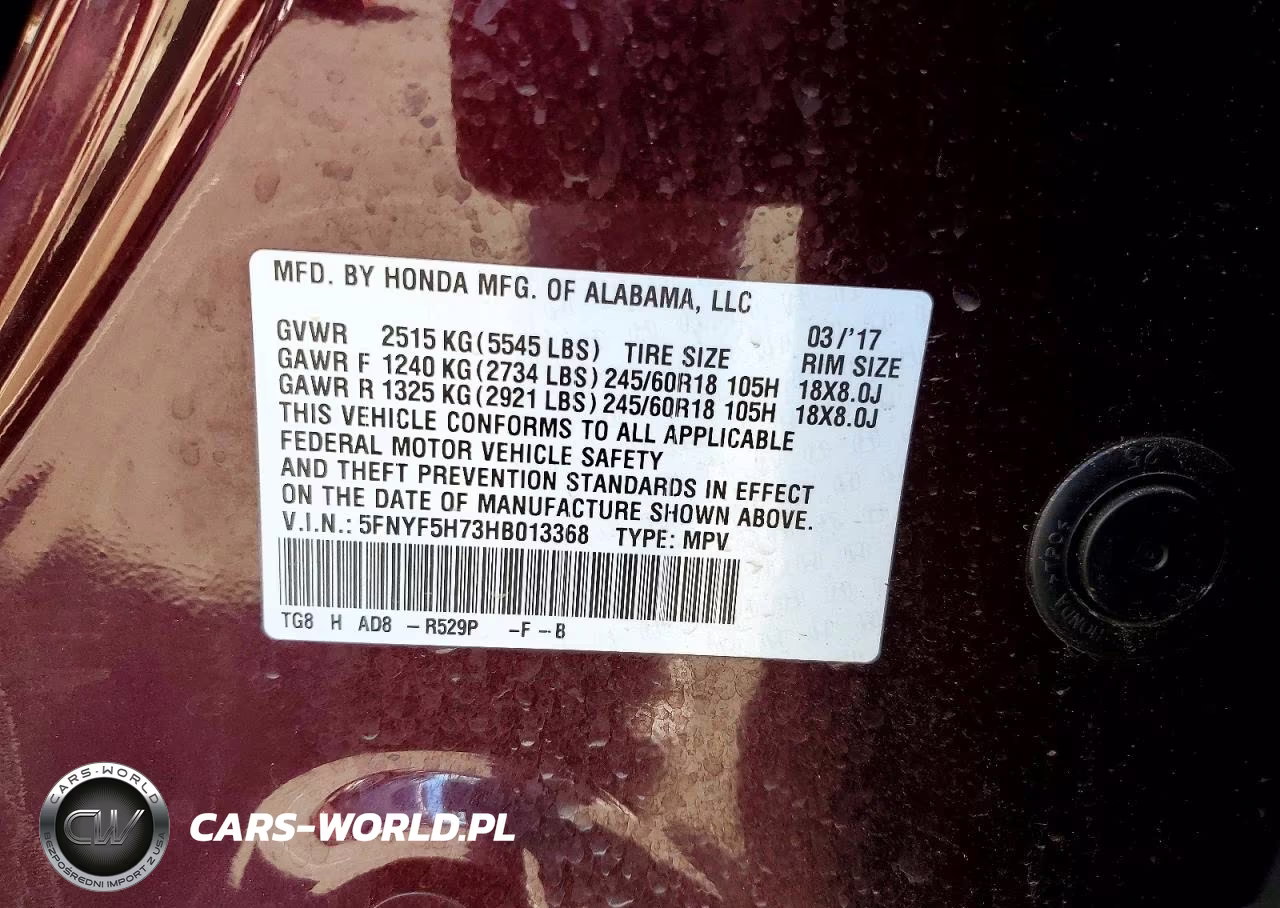 2017 Honda Pilot Exln VIN:5FNYF5H73HB013368 - 13