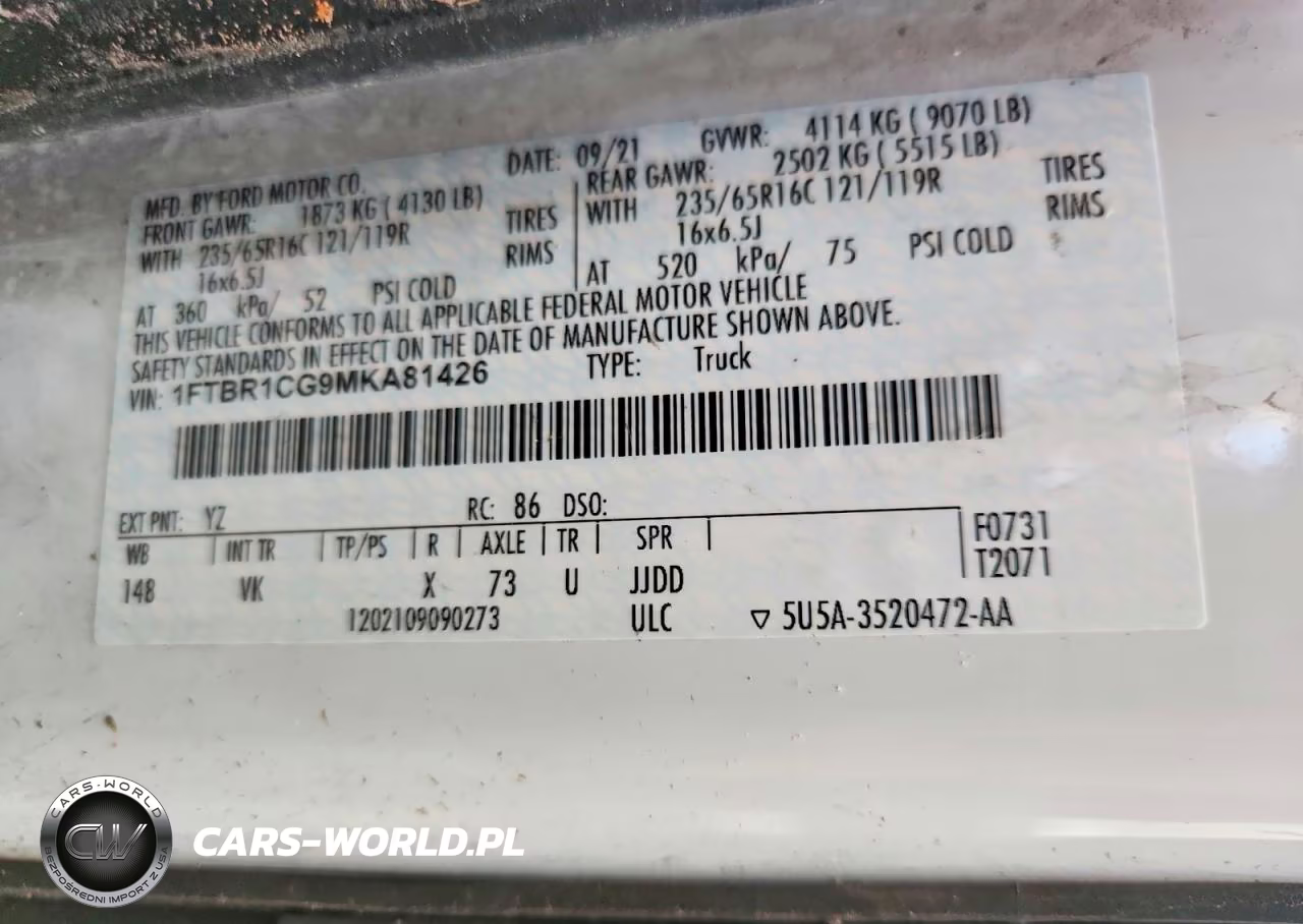 2021 Ford Transit T-250 VIN:1FTBR1CG9MKA81426 - 13