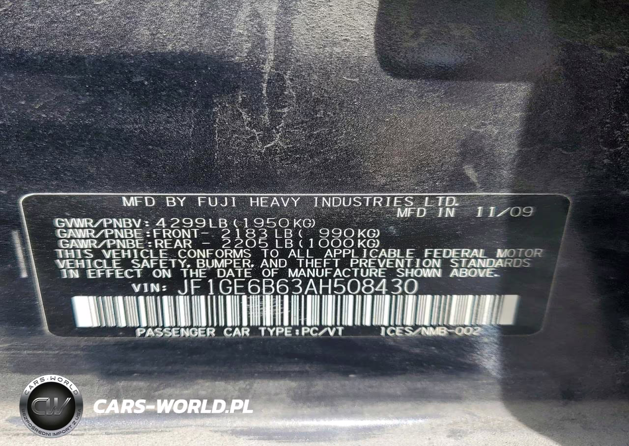 2010 Subaru Impreza 2.5I Premium VIN:JF1GE6B63AH508430 - 13