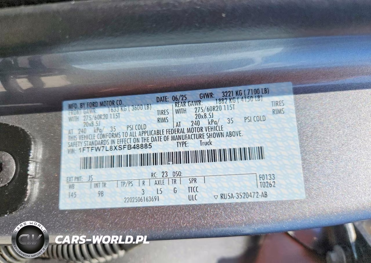 2025 Ford F150 Platinum VIN:1FTFW7L8XSFB48885 - 12