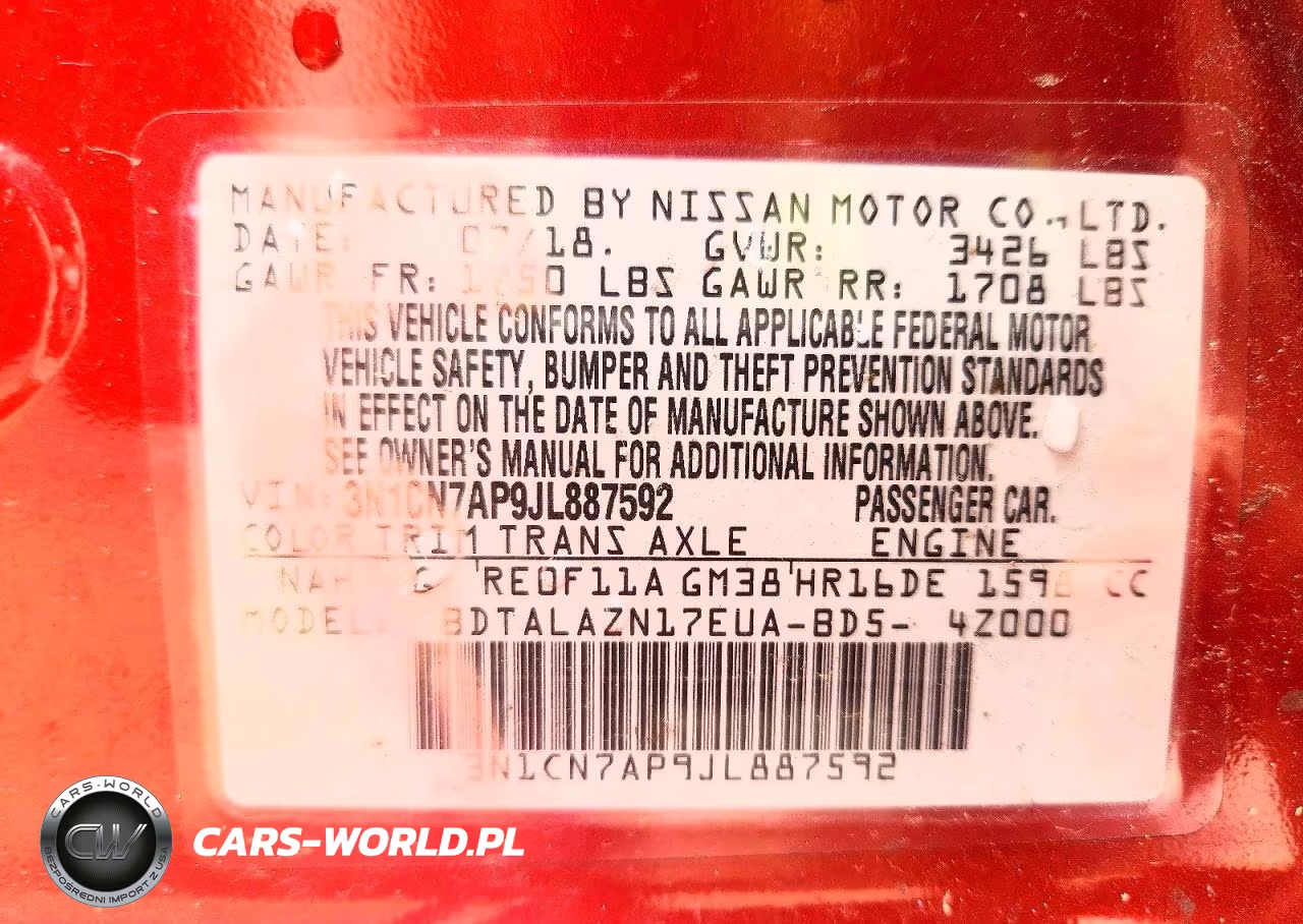 2018 Nissan Versa S Plus VIN:3N1CN7AP9JL887592 - 12