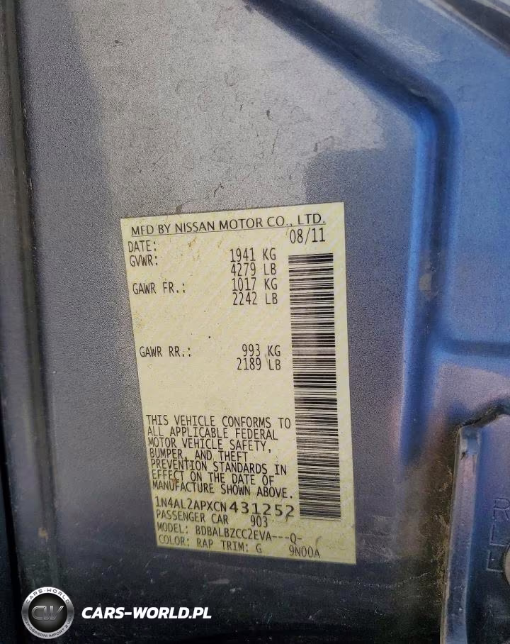 2012 Nissan Altima 2.5 VIN:1N4AL2APXCN431252 - 12